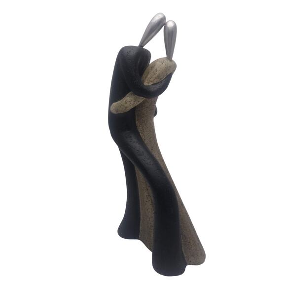 Art Nouveau Inspired Man And Woman Dancing Metal Heads Sculpture - Picture 4 of 6